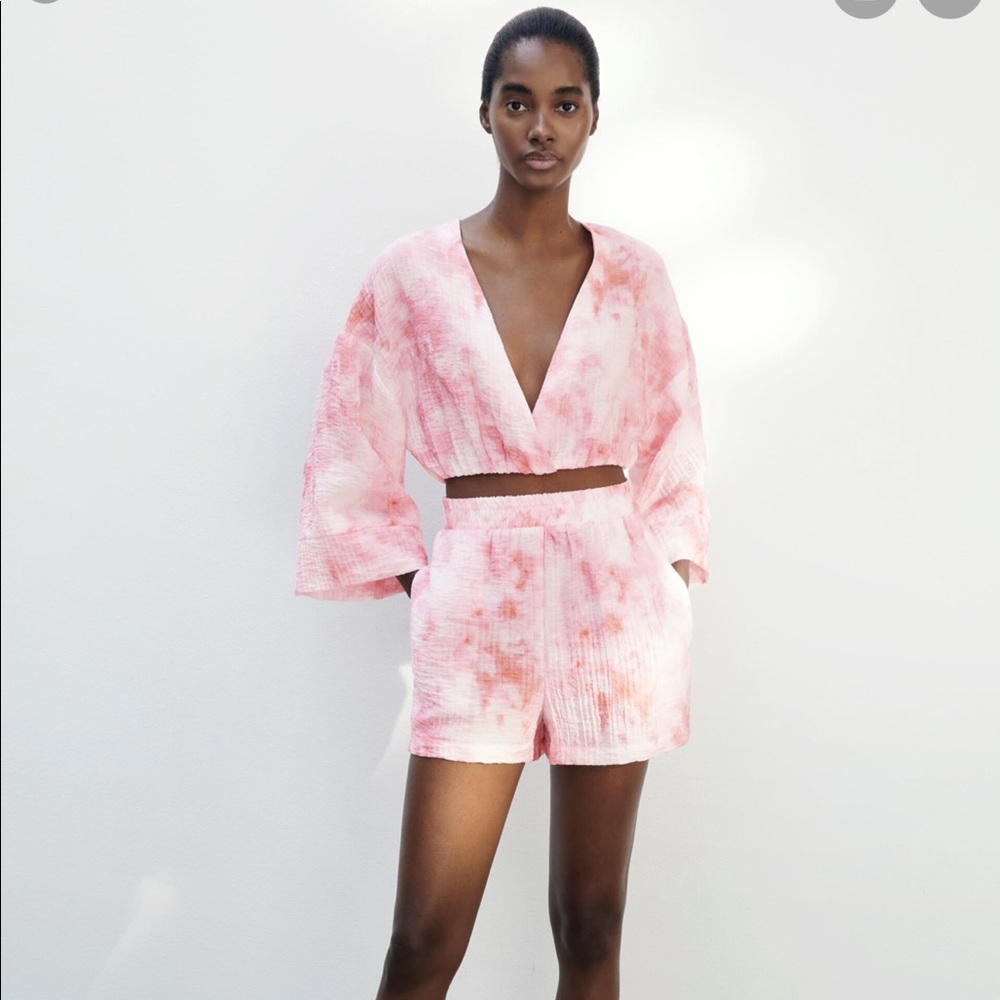 Zara Pink Tie-dye Shorts